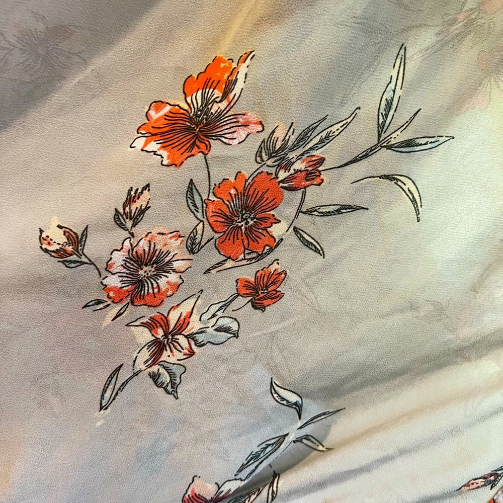 Grey High low tunic pink and light blue flowers